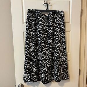 LOFT Black and White Midi A-Line Skirt